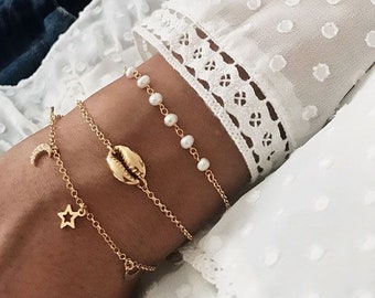 Gold plated cowrie bracelet, foot ankle chain bracelet, shell bracelet, gold plated cowrie shell, cowrie, summer summer bracelet