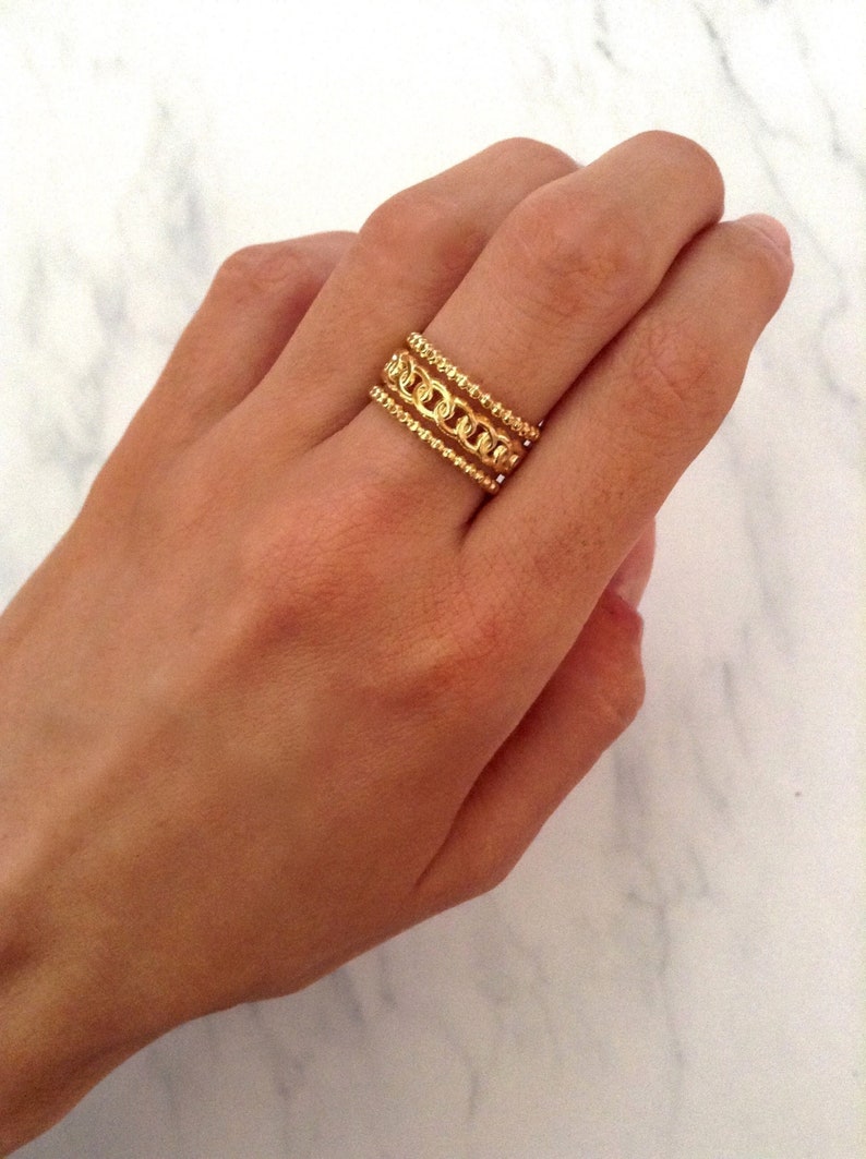 Gold Plated Ring Multi Rings Boho Braided Stackable Ring Minimalist Style image 1