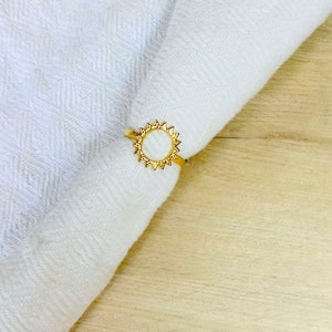 Gold Plated Sun Ring Boho Star Ring Stackable Ring Minimalist Style image 2