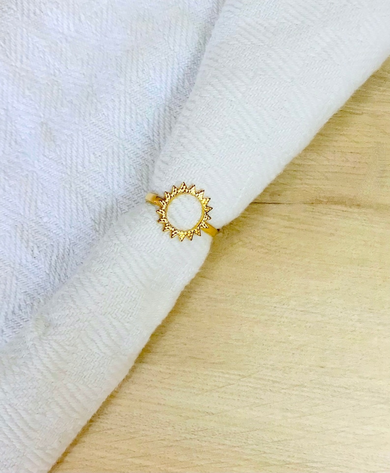 Gold Plated Sun Ring Boho Star Ring Stackable Ring Minimalist Style image 2