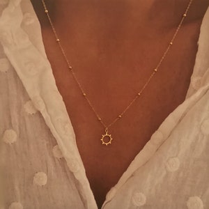 Gold Plated Sun Necklace trendy sun circle pendant fine chain necklace gold choker Soleil ouvert