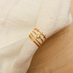 Gold Plated Sun Ring Multi Rings Boho Braided Stackable Ring Minimalist Style image 2