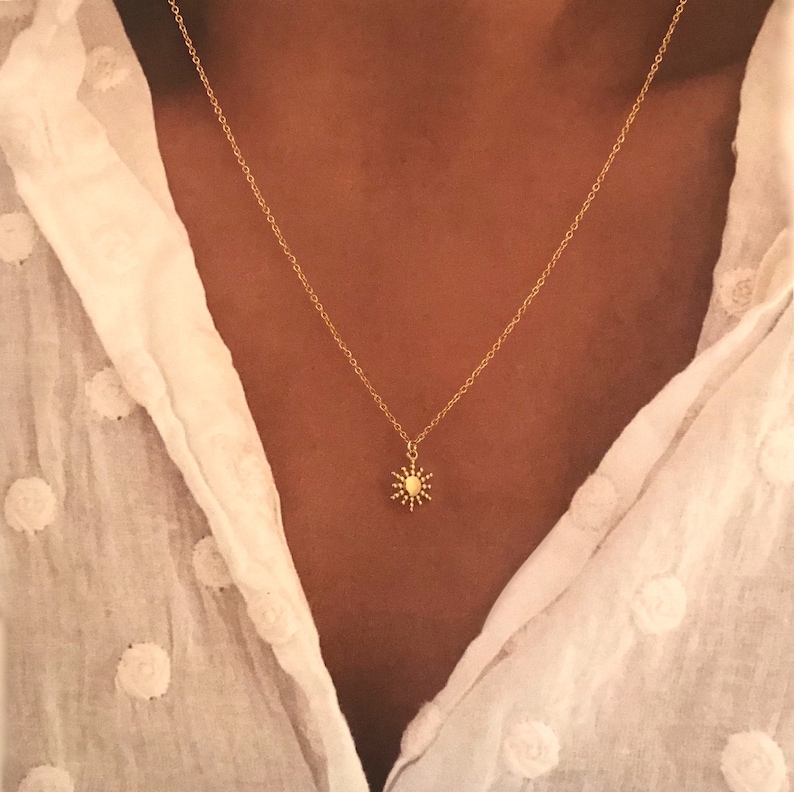 Gold Plated Sun Necklace trendy sun circle pendant fine chain necklace gold choker Soleil plein