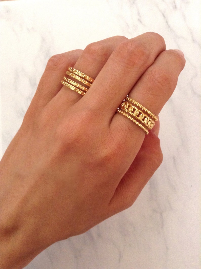 Gold Plated Ring Multi Rings Boho Braided Stackable Ring Minimalist Style image 3
