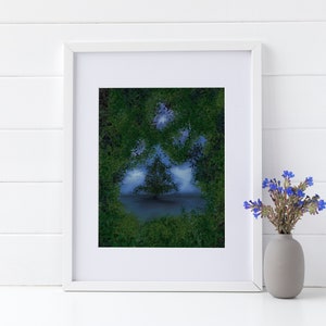 ORIGINAL ILLUSTRATION | Cotswolds countryside illustration | Original artwork | Green and blue illustration | Peace and calm in nature