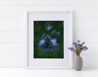 ORIGINAL ILLUSTRATION | Cotswolds countryside illustration | Original artwork | Green and blue illustration | Peace and calm in nature
