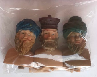 Heads and hands to make the figures of the three wise men. Material for Christmas decorations