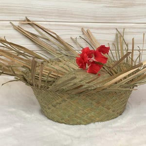Pava. Puerto Rican jíbaro hat. Typical Puerto Rican hat. 8 inches XL. Traditional Puerto Rican clothing. Ages 12 to adult. Green/ochre.