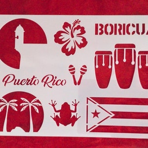 Puerto Rico Themed Stencil 11” x 7.5”