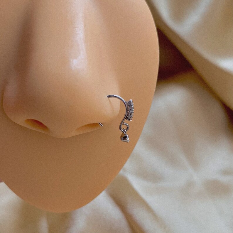 Dangle Nose Ring Uk Indian Nose Ring Crystal 925 Nose Ring Etsy UK