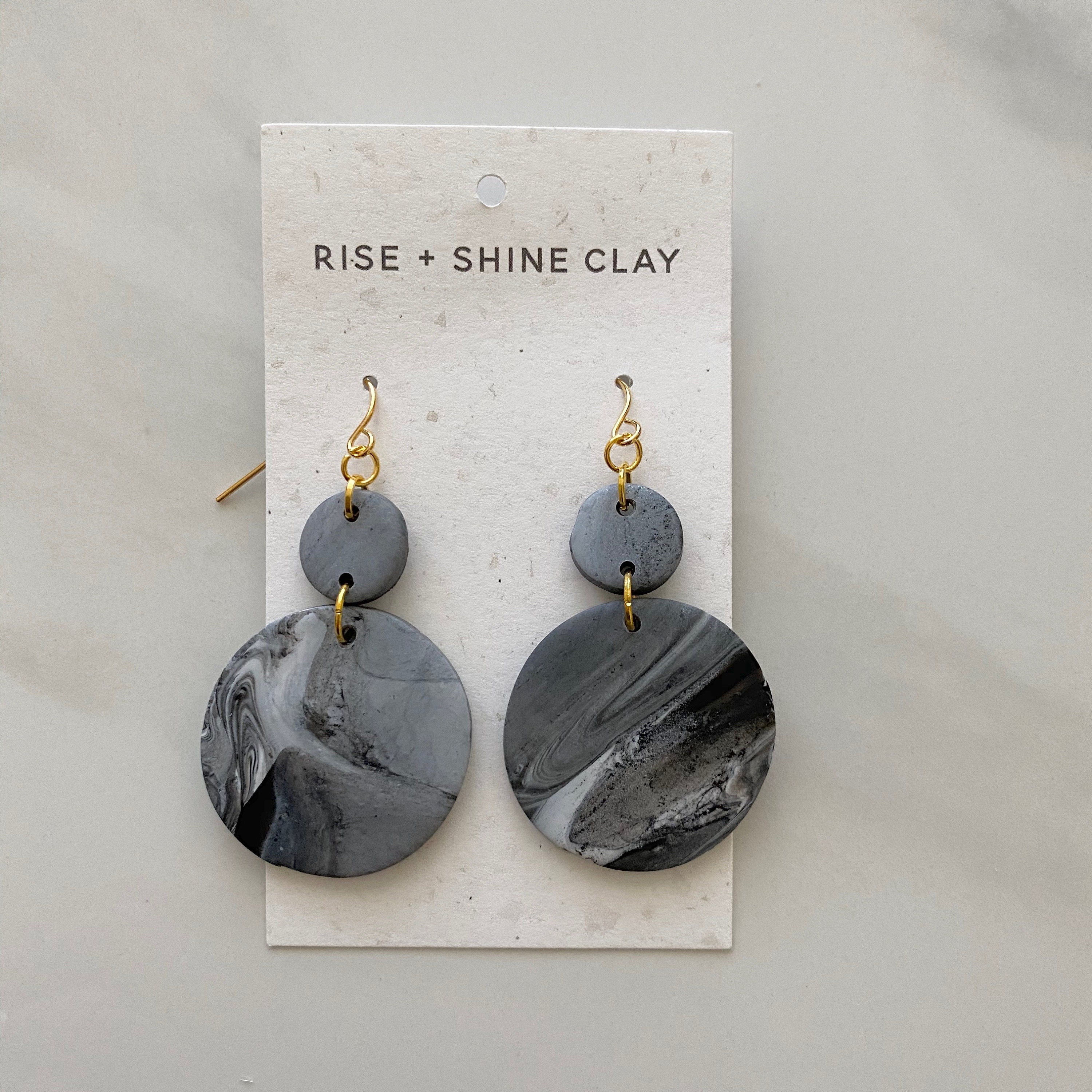 Gray Black Marble Earrings polymer clay earrings gray | Etsy