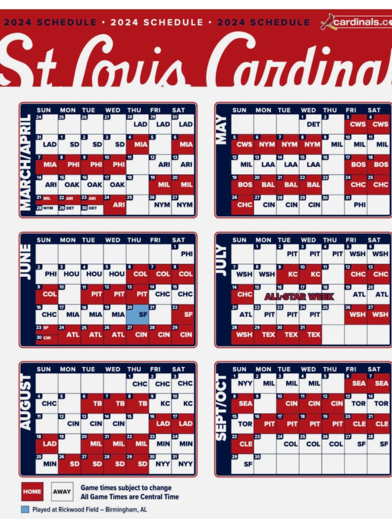 St Louis Cardinals 2024 Schedule Etsy