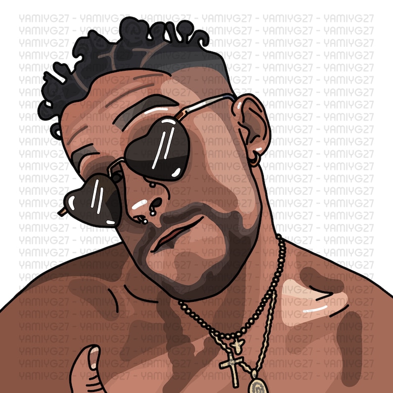 PNG JPG Bad Bunny DIGITAL art in color / Fan art Etsy