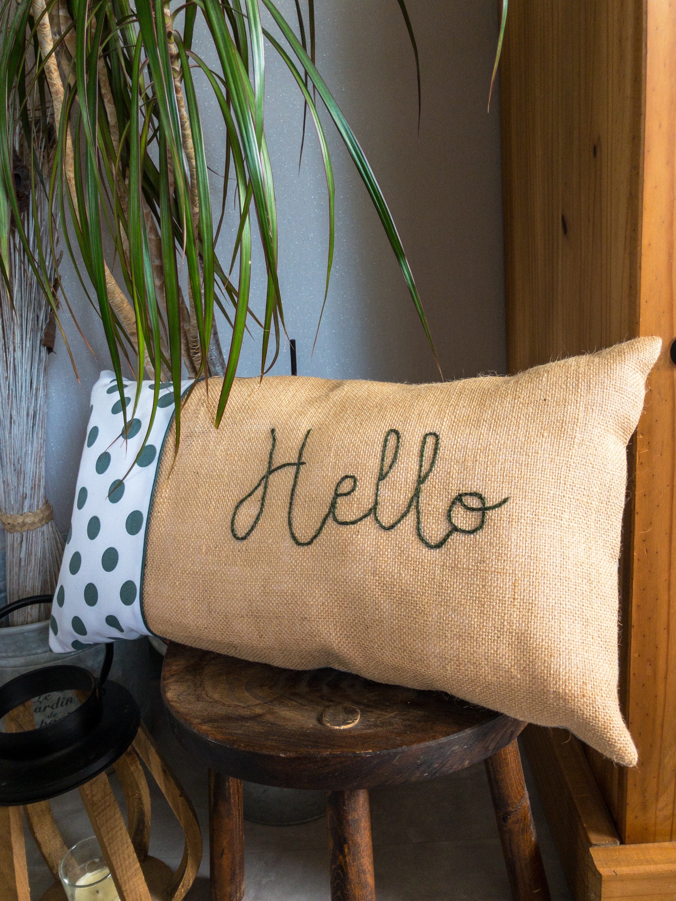 Coussin Bi-Matière Élégant en Jute et Coton, Cushion