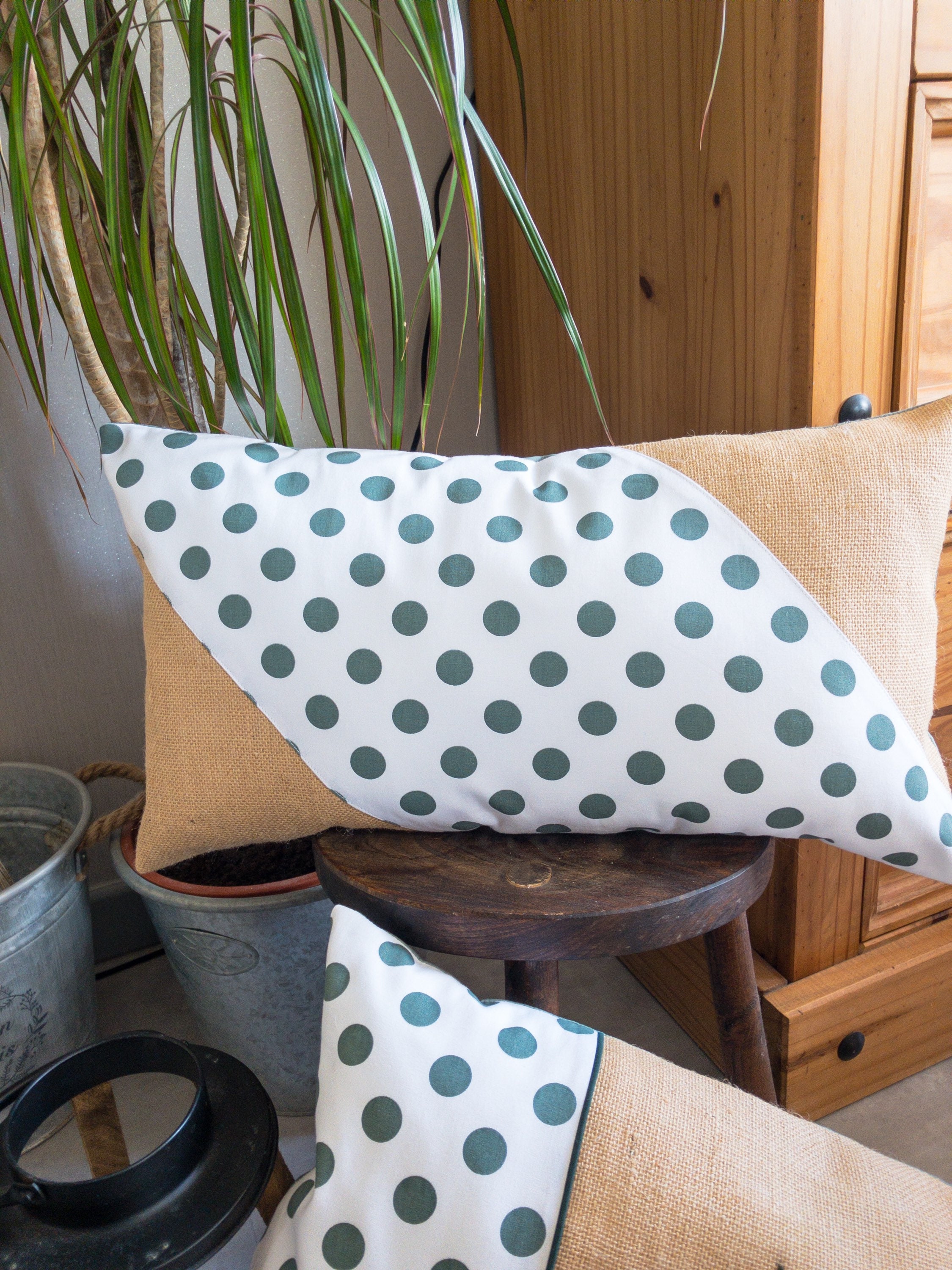 Coussin Bi-Matière Élégant en Jute et Coton, Cushion, Chic Original