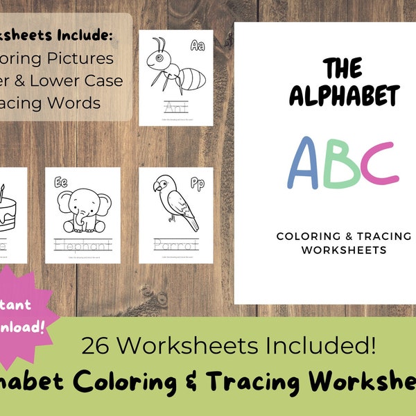 Alphabet Adventures: Educational Coloring & Tracing Worksheets Printables