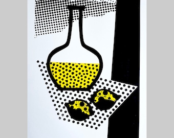 When Life Gives You Lemons . . .  Bold two colour screen print. Pop art style. Handmade art print. Limited edition.