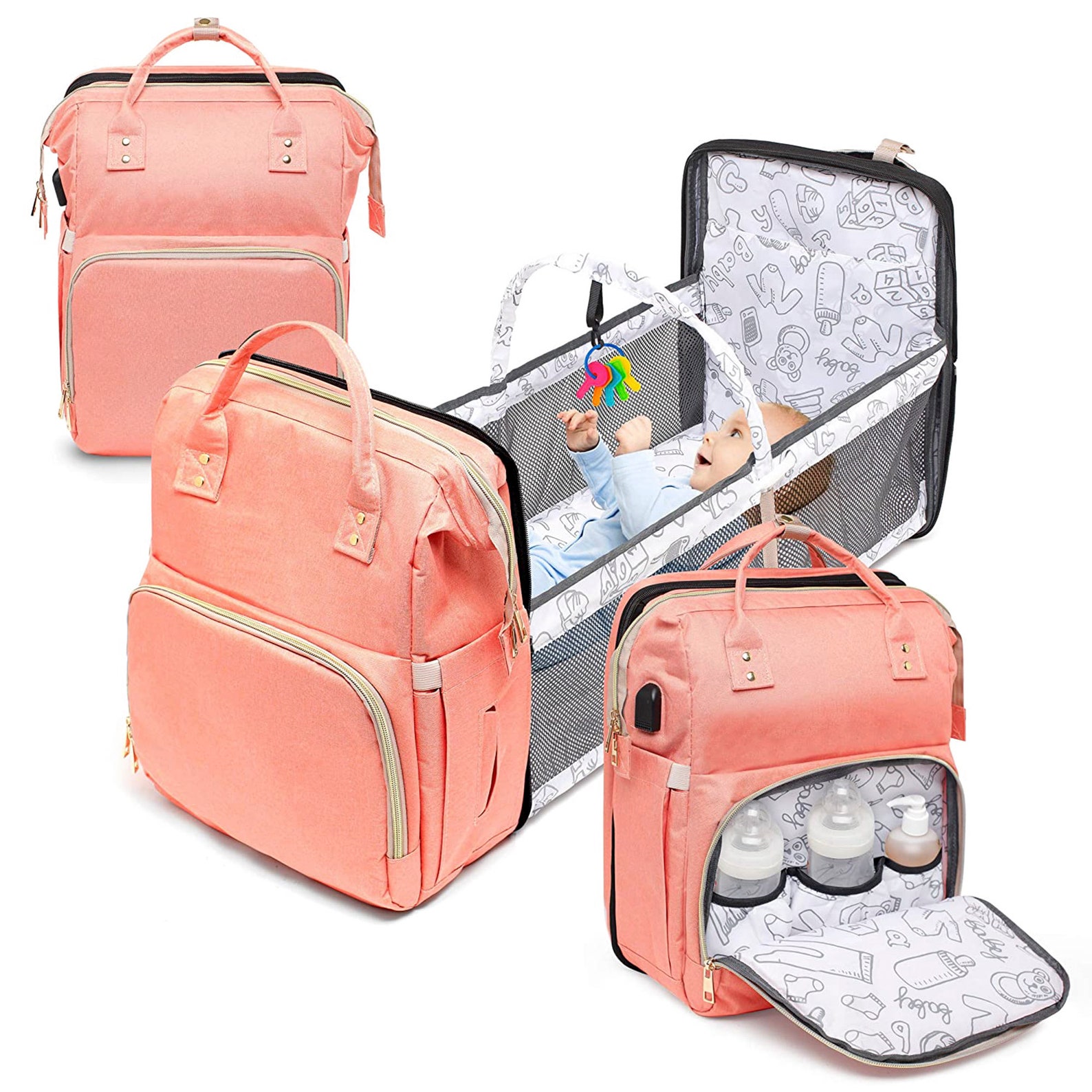 4 in 1 Diaper Bag with Changing Station Multi Etsy