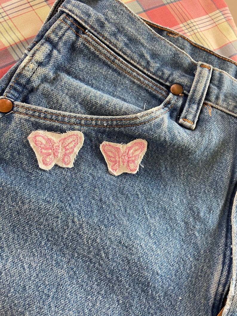 Butterfly embroidered wranglers