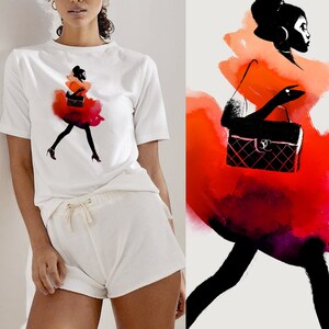 Fashion watercolor afro girl clipart ~ Fashion girl clipart ~ Black woman png art print image 3