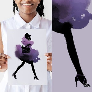 Fashion watercolor afro girl clipart ~ Fashion girl clipart ~ Black woman png art print image 4