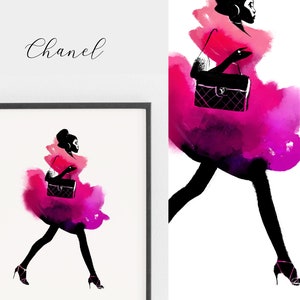 Fashion watercolor afro girl clipart ~ Fashion girl clipart ~ Black woman png art print image 1