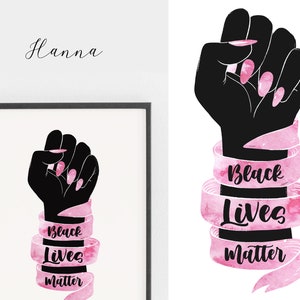 Black Lives Matter clipart • Raised fist svg • Black fist png • Girl power svg