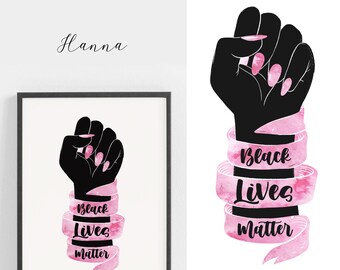 Clipart Black Lives Matter • Podniesiona pięść svg • Czarna pięść png • Girl power svg