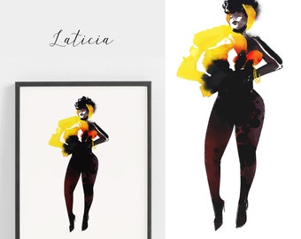 Curvy fashion melanin clipart ~ Fashion girl clipart ~ Black girl magic wall art