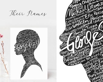 Powiedz ich imiona svg • Clipart równości praw • Lista nazw Black Lives Matter • Czcionka pisana ręcznie