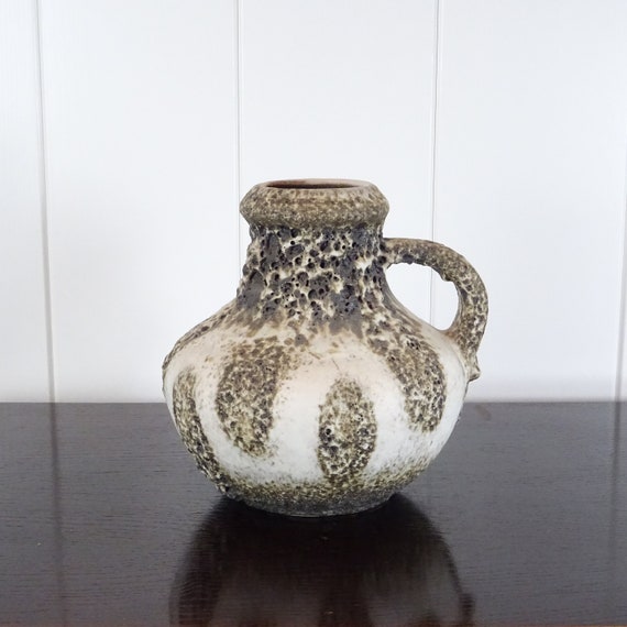 Fat Lava 西ドイツ製 ヴィンテージ 花瓶 Scheurich 423 Vintage Vase Scheurich 423-18, Black and White Fat Lava, West
