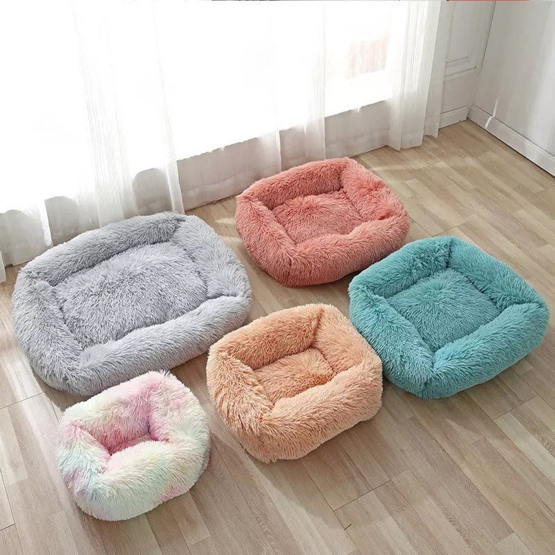 Soft Plush Fur Dog Puppy Bed / Fluffy Comfy Cosy Warm Pet Bed Etsy