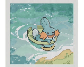 Cross Stitch Pattern Mudkip Gobou Nenupiot PDF, Cute Counted Cross Stitch, Embroidery Pattern, Cute Embroidery Digital Design