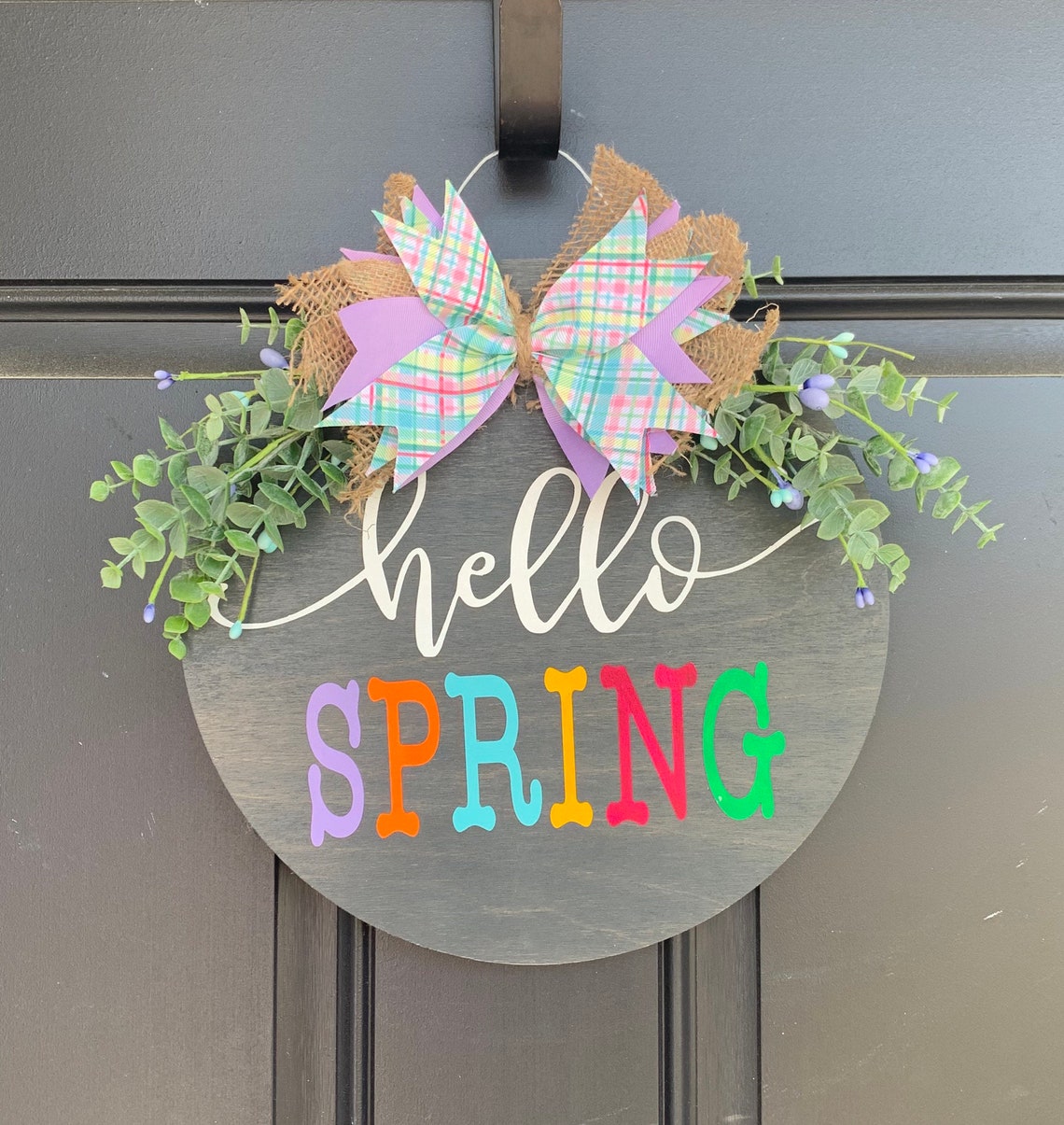 Hello Spring Door Hanger Spring Door Hanger Round Spring Etsy