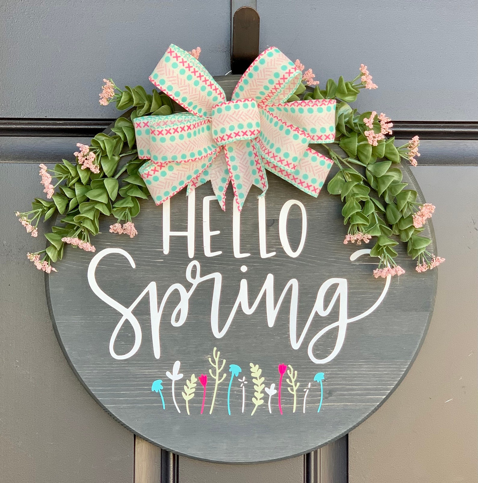Hello Spring Door Hanger Spring Door Hanger Round Spring Etsy