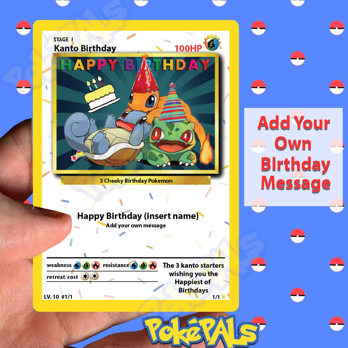 Personalised Birthday Pokemon Card Customised Physical Card - Etsy