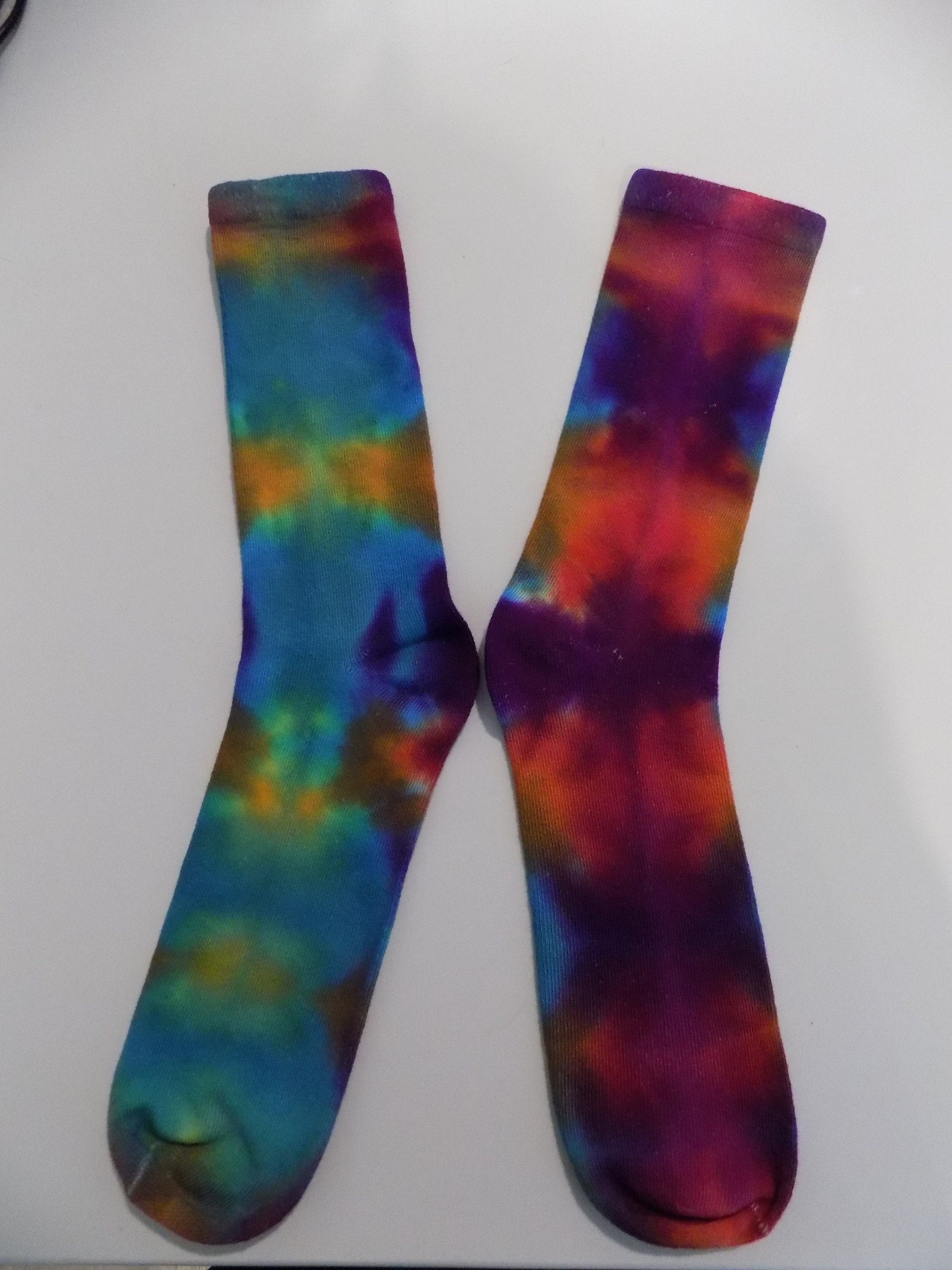 Tie Dye Women's Crew Socks Rainbow | Etsy