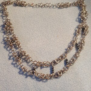 Byzantine style bracelet with 3mm blue bead conecters