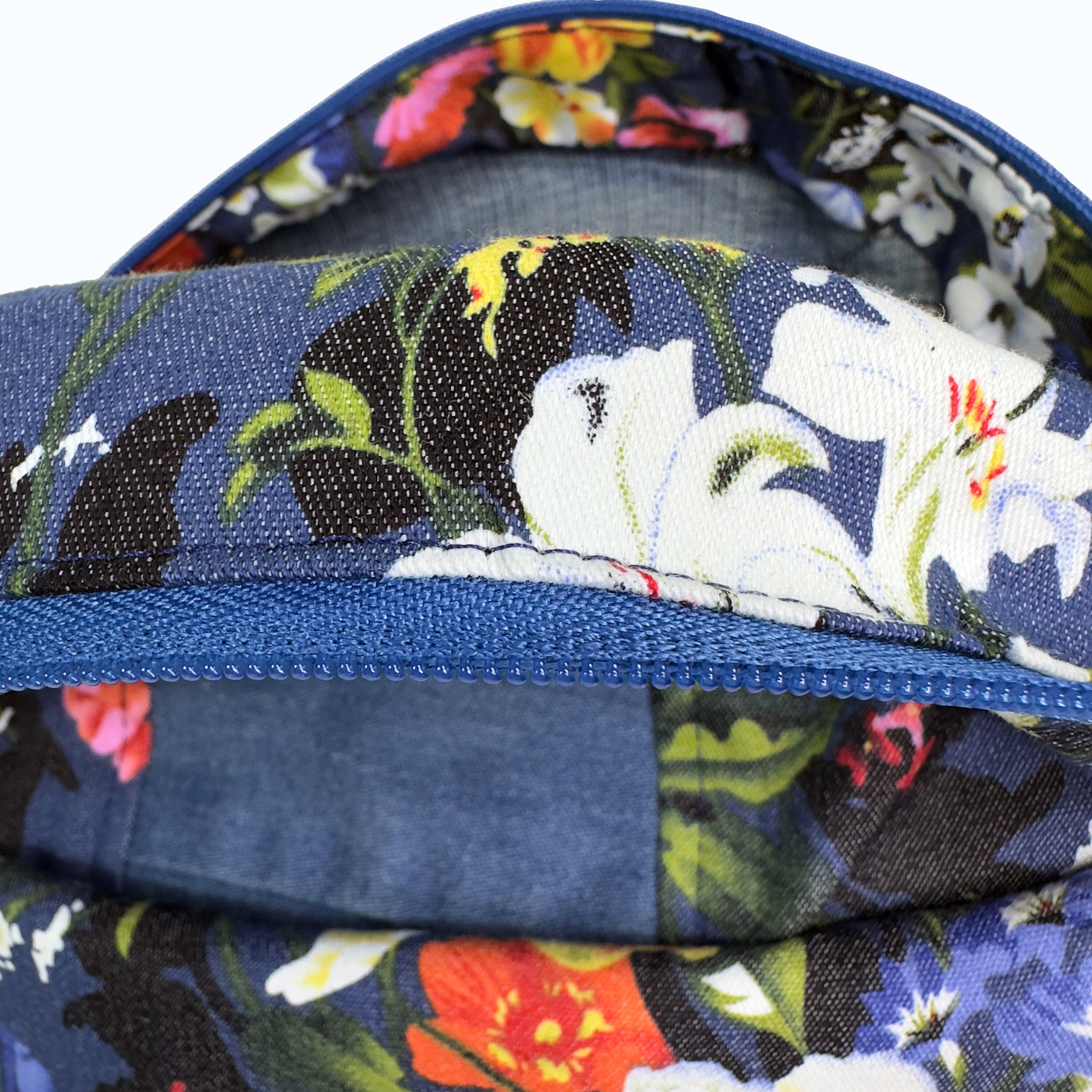 Upcycled Floral Denim Backpack with Jeans Pockets – Y2K Boho Preloved Bag Denim Exterior Floral Bags & Backpack Handbags for Women for  main image 2