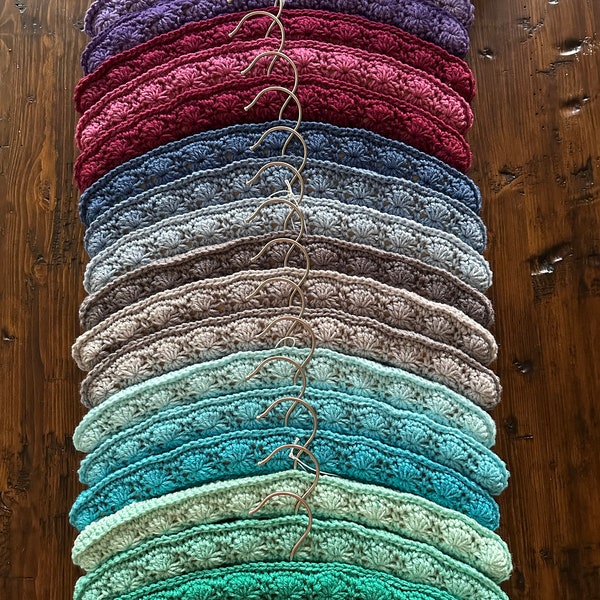 Nana’s Crochet Covered Hangers Ombre - 16” Adult Hanger, set of 3
