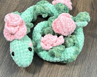 Crochet floral snake plush | 32” | Cuddly plush and decor