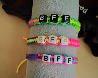 Personalized Rainbow Bracelet| Adjustable BFF Bracelet |Customize Message Bracelet| Rainbow Macrame Friendship Bracelet| Neon Word Bracelet