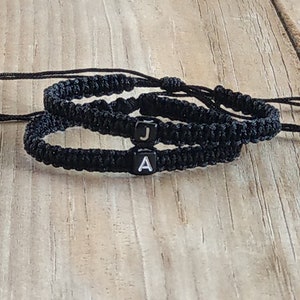 Black Initial Bracelet for Women Men Initial S Charm Letter Bracelets Black  String Bracelets with Initials Handmade Rope Braided Personalized Birthday