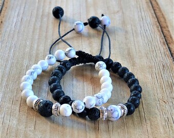 Yin Yang|Adjustable Black & White Matching Set| Distance Bracelets| Partners' Bracelet Set| Friendships/Relationships/Couples/Twin Bracelets