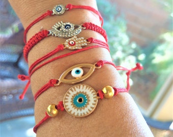Minimalist Red String Protection Bracelets|Hemp Evil Eye Protection Bracelet|Red String of Fate|Kabbalah Bracelet |Red Cotton Cord Bracelet