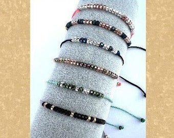 Custom Morse Code  Hematite Bracelet| Personalized Bracelet| Name/Support/Grief Gift| Thin String Secret Message Bracelet| Gift for Everyone