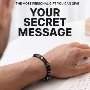 Personalized Morse Code Bracelet: Black Agate Secret Message, Handmade in USA