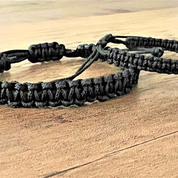 Black Woven Thick Surf Bracelet| Waterproof Surf Bracelet| BFF Knotted Anklet/Bracelet| Gift for Him/Her| Braided Bracelet| USA Seller