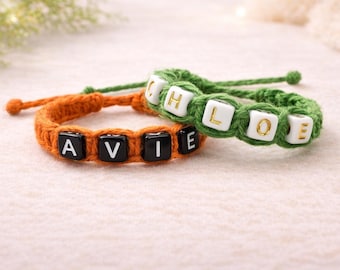 Custom-made  Hemp Jute Baby Bracelet: Personalized Name, Unisex Baby, Toddler, Teenager, Adult  Bracelets