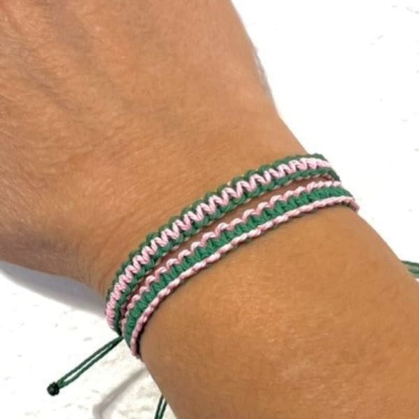 Pulsera de surfista impermeable de dos colores personalizada para parejas/pulsera tejida a juego hecha a mano/pulsera ajustable/regalo BF GF/ 40 colores/EE.UU.